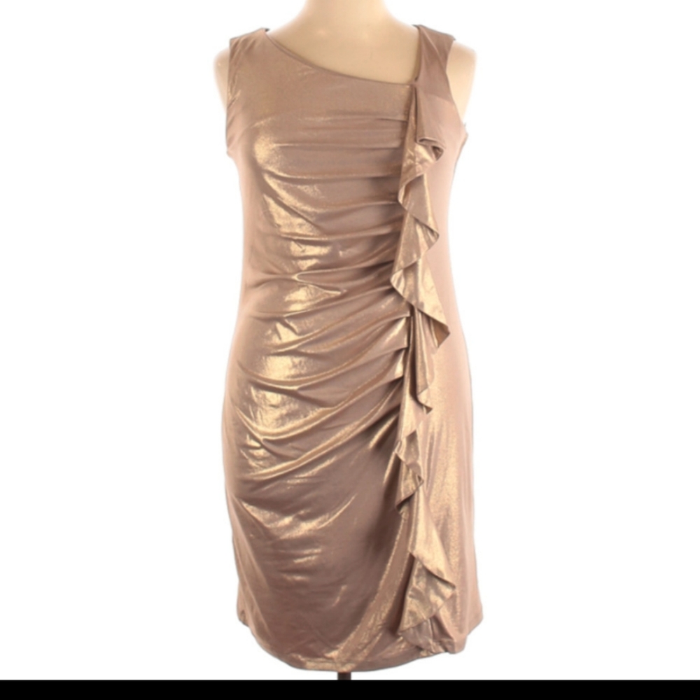 K. Jordan Rose Gold Metallic Cocktail Dress 14